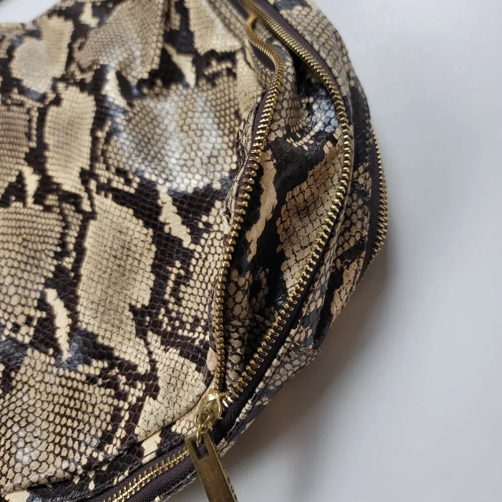 Tory Burch Snakeskin Shoulder Handbag Designer Animal Print Luxury Purse
